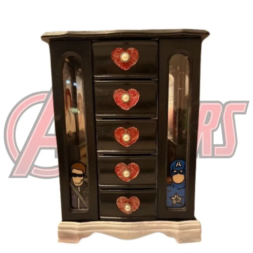 Hand-Painted Marvel Avengers Jewelry Box – One-of-a-Kind Wooden Organizer